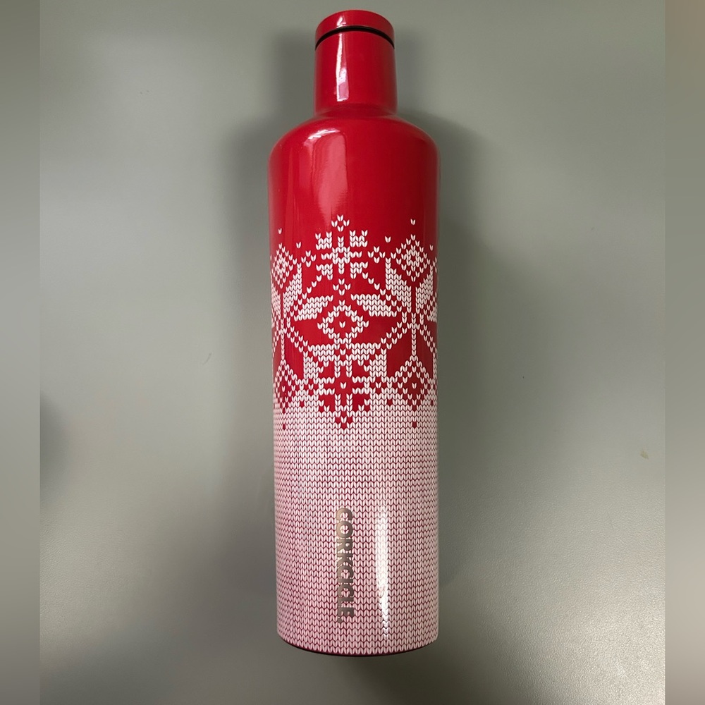 Corkcicle Red Fair Isle Tumbler Christmas 25 oz